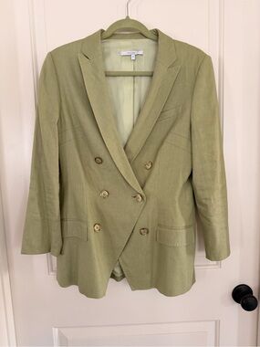 Santorelli Sage Green Double-Breasted Blazer